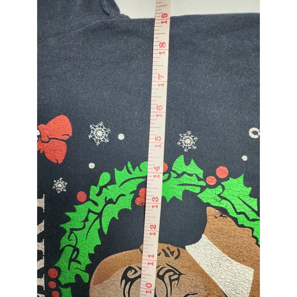 Gildan Mike Tyson Merry Chrithmith Ugly Christmas T-Shirt Navy Blue Mens M - Picture 2 of 4
